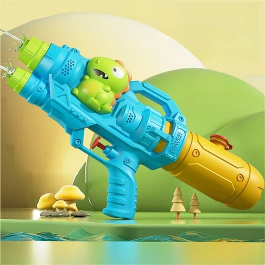 pistolet-a-eau-double-jet-avec-dinosaure-vert-sur-le-côté