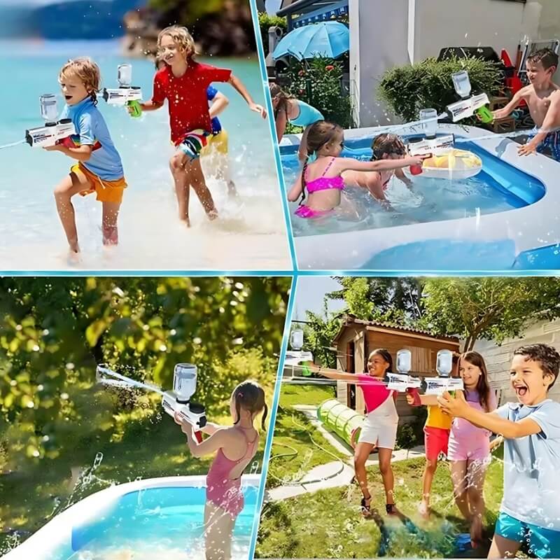 des-enfants-font-la-bataille-d'eau-dehors