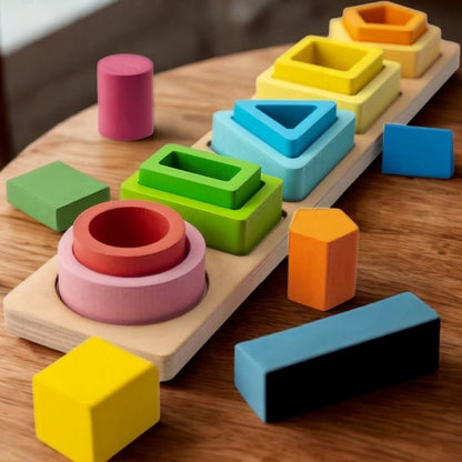 puzzle bebe jouet bois coloré assemblage formes