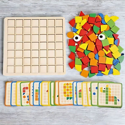 puzzle en bois ensemble de pièces bois colorées pour enfant