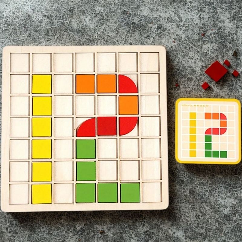 puzzle en bois nombre 12 fait de tuiles de bois colorées