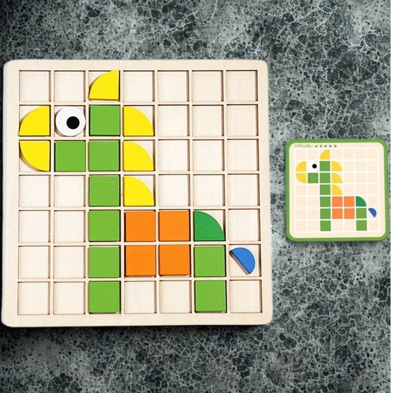 puzzle en bois un cheval à reproduire en puzzle