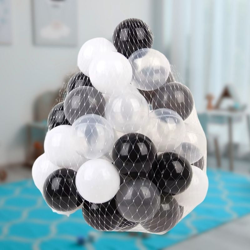 sac de 50 balles pour piscine noir gris blanc