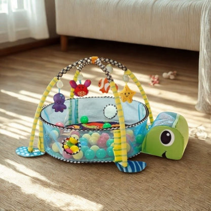 tapis d'éveil bébé animal vert bleu mignon 3 en 1