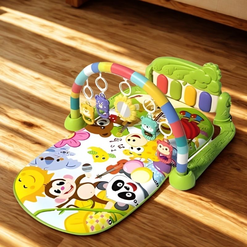 tapis d'éveil bébé vert avec animaux mignon 