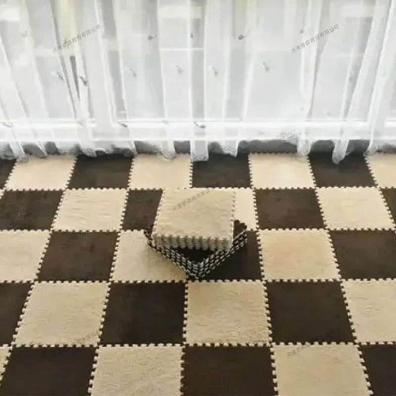 tapis puzzle beige et brun couche duveté confort sécurité