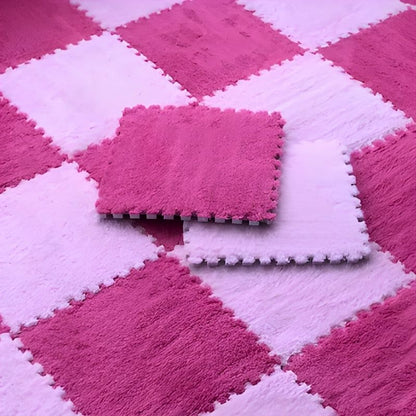 tuile de tapis puzzle duvetées rose et fuchsia